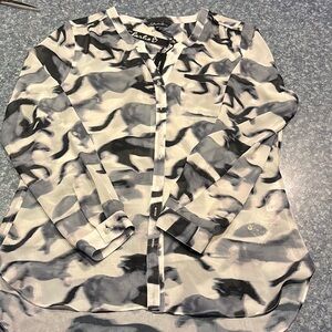 Charlie B button-down horses (abstract)Sheer Blouse NWT black/grey/pink - M/M